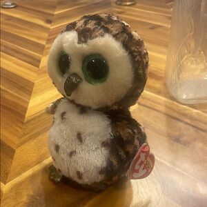 Ty Plush Owl Toy with Brown and White